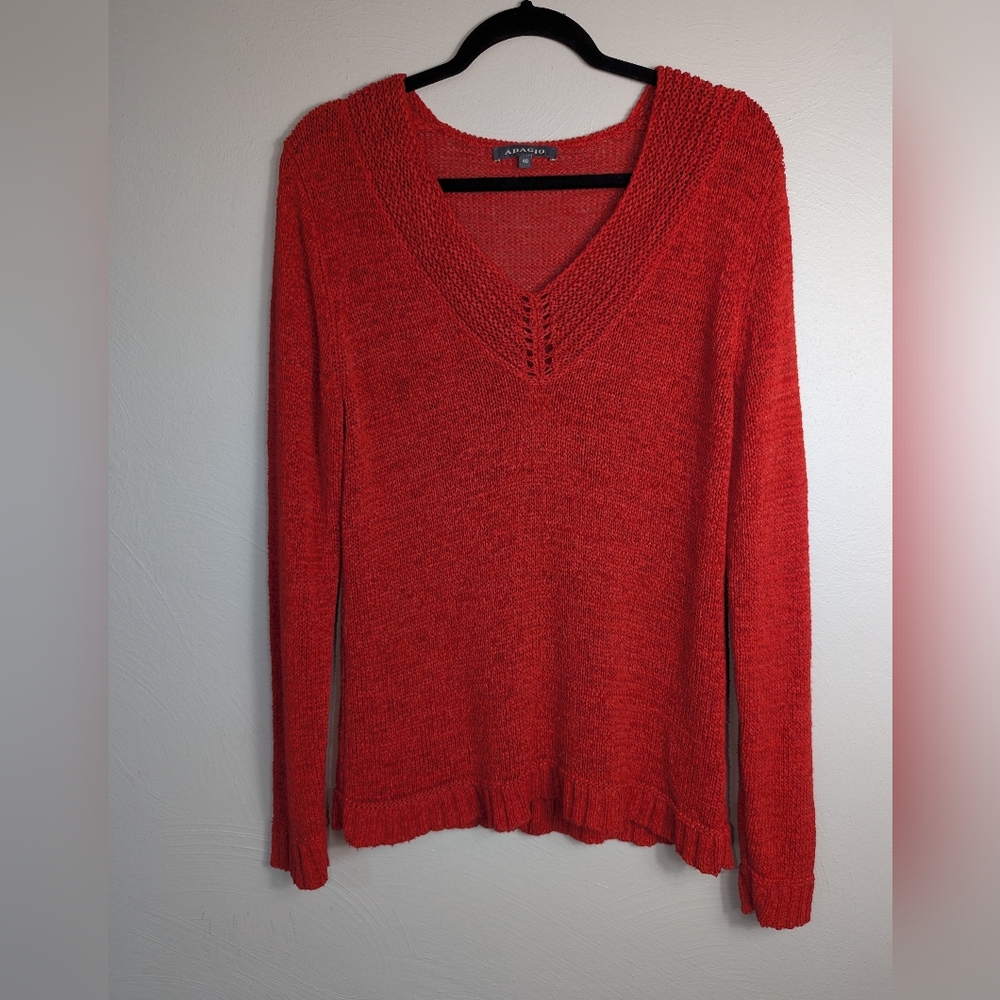 S Adagio Red Knit Pullover Sweater‎